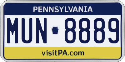 PA license plate MUN8889