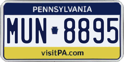 PA license plate MUN8895