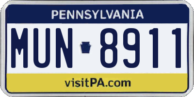 PA license plate MUN8911