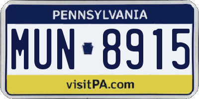 PA license plate MUN8915
