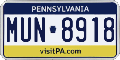 PA license plate MUN8918