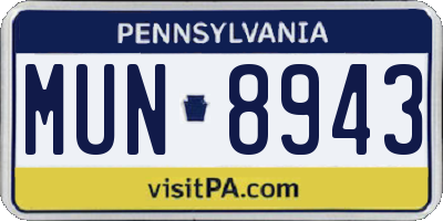 PA license plate MUN8943