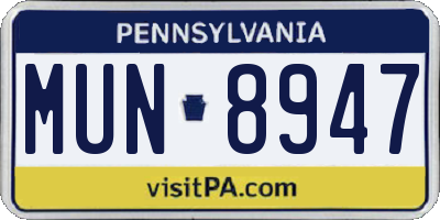 PA license plate MUN8947