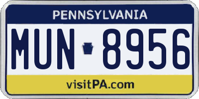 PA license plate MUN8956