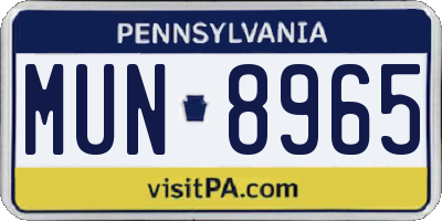 PA license plate MUN8965
