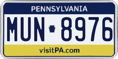 PA license plate MUN8976