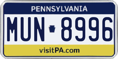 PA license plate MUN8996
