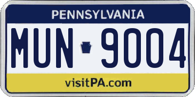 PA license plate MUN9004