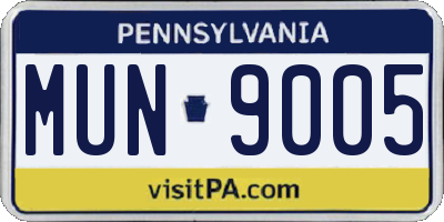 PA license plate MUN9005
