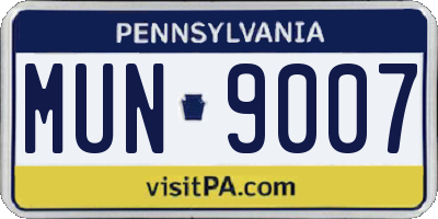 PA license plate MUN9007