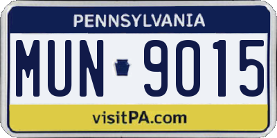 PA license plate MUN9015