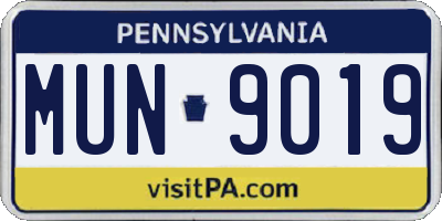 PA license plate MUN9019
