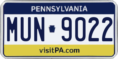 PA license plate MUN9022