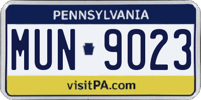 PA license plate MUN9023