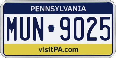 PA license plate MUN9025