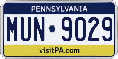 PA license plate MUN9029