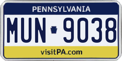 PA license plate MUN9038