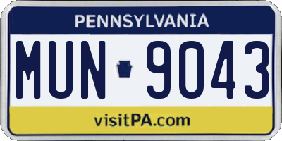 PA license plate MUN9043
