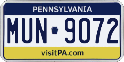 PA license plate MUN9072