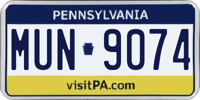 PA license plate MUN9074