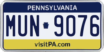 PA license plate MUN9076