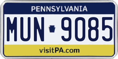 PA license plate MUN9085