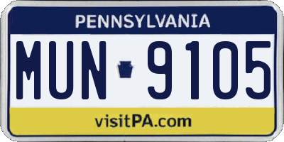 PA license plate MUN9105