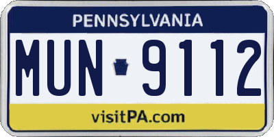 PA license plate MUN9112