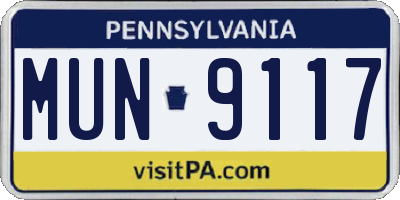 PA license plate MUN9117