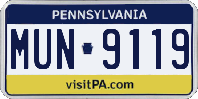 PA license plate MUN9119