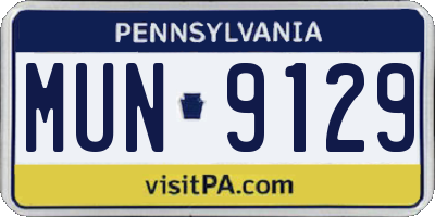 PA license plate MUN9129
