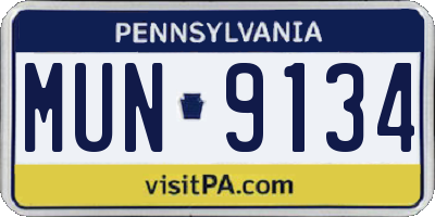 PA license plate MUN9134