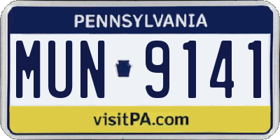 PA license plate MUN9141