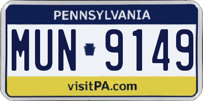 PA license plate MUN9149
