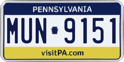 PA license plate MUN9151