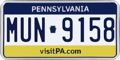 PA license plate MUN9158