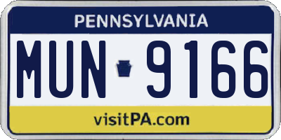 PA license plate MUN9166