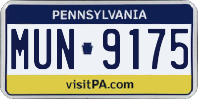 PA license plate MUN9175