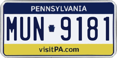 PA license plate MUN9181