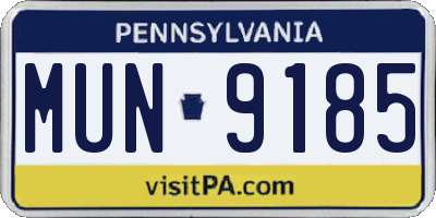PA license plate MUN9185