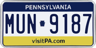 PA license plate MUN9187