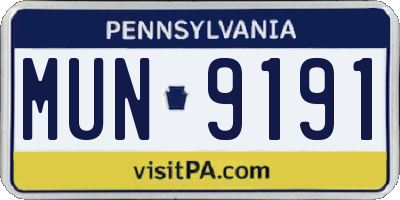 PA license plate MUN9191