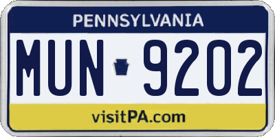 PA license plate MUN9202