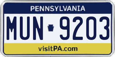 PA license plate MUN9203