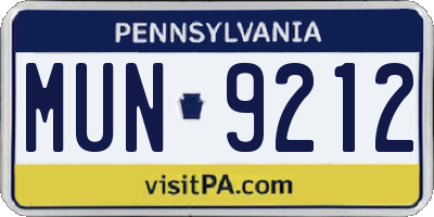PA license plate MUN9212