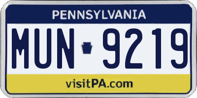 PA license plate MUN9219