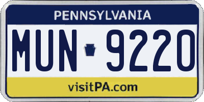 PA license plate MUN9220