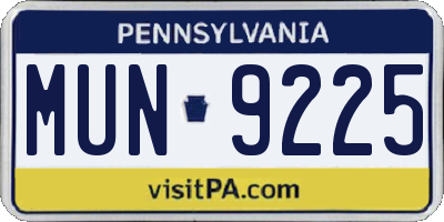 PA license plate MUN9225