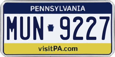 PA license plate MUN9227