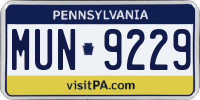 PA license plate MUN9229